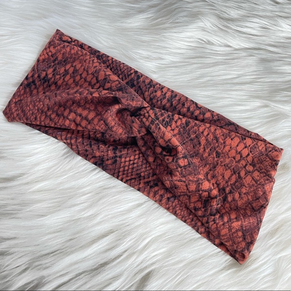 Orange & Black Snake Print Turban Headband - Picture 5 of 5